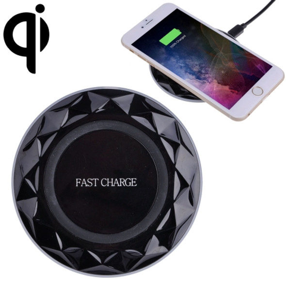 DC5V Input Diamond Qi Standard Fast Charging Wireless Charger, Cable Length: 1m, For iPhone X & 8 & 8 Plus, Galaxy S8 & S8 +, Huawei, Xiaomi, LG, Nokia, Google and Other Smart Phones(Black)