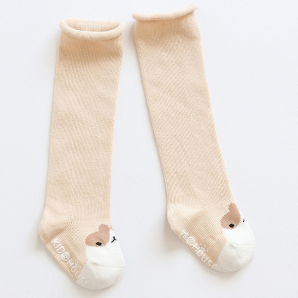 Autumn And Winter Baby Thigh Socks Curling Loose Mouth Children Cartoon Non-Slip Toddler Socks, Size:S(Khaki Puppy)
