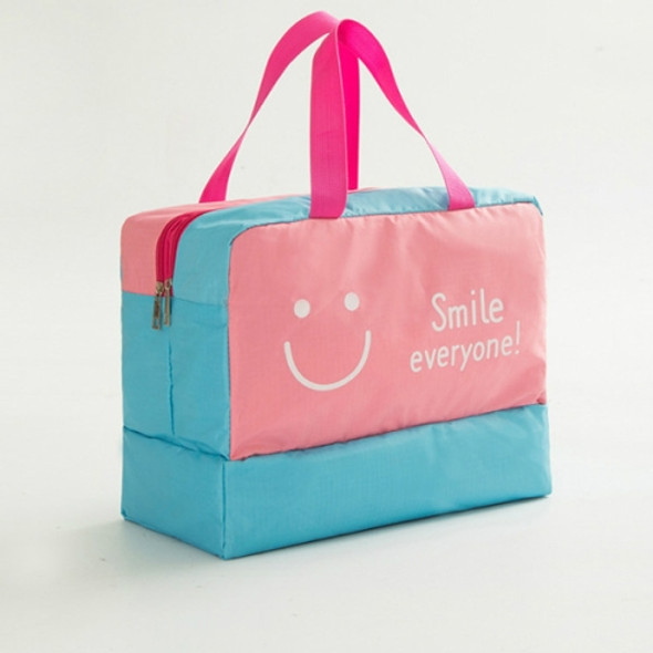 Fashion Men And Women Travel Waterproof Storage Bag Oxford Cloth Travel Bag Swimming Bag Beach Bag(Pink Smiley Face)