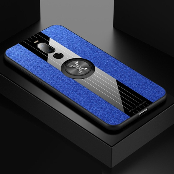 For Meizu Note 8 XINLI Stitching Cloth Texture Shockproof TPU Protective Case with Ring Holder(Blue)