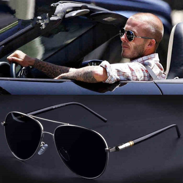 Men Oversized Aviation Metal Frame Spring Temple Polarized Sunglasses Male  Pilot Male Driving Sun Glasses(Gun Grey Frame)