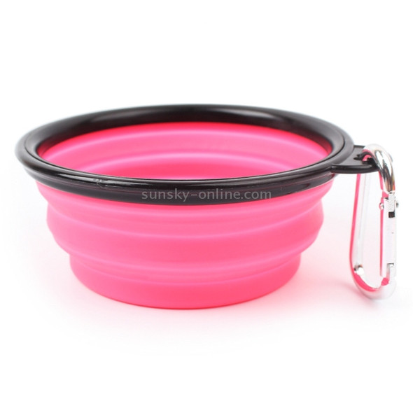 Portable Pet Folding Feeding Bowl Silicone Water Dish Feeder Puppy Travel Bowl, Random Color Delivery, Bowl Diameter: 13cm(Pink)