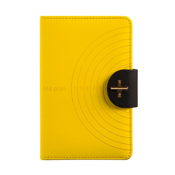 A6 Annual-rings Cover Rotary Buckle Squared Paper Notebook Diary Book(Yellow)