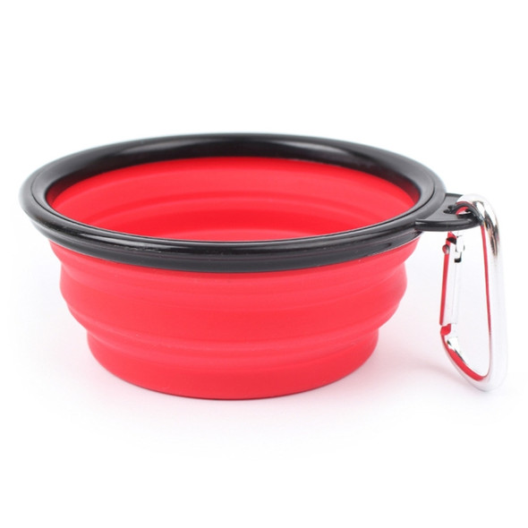Portable Pet Folding Feeding Bowl Silicone Water Dish Feeder Puppy Travel Bowl, Random Color Delivery, Bowl Diameter: 13cm(Red)