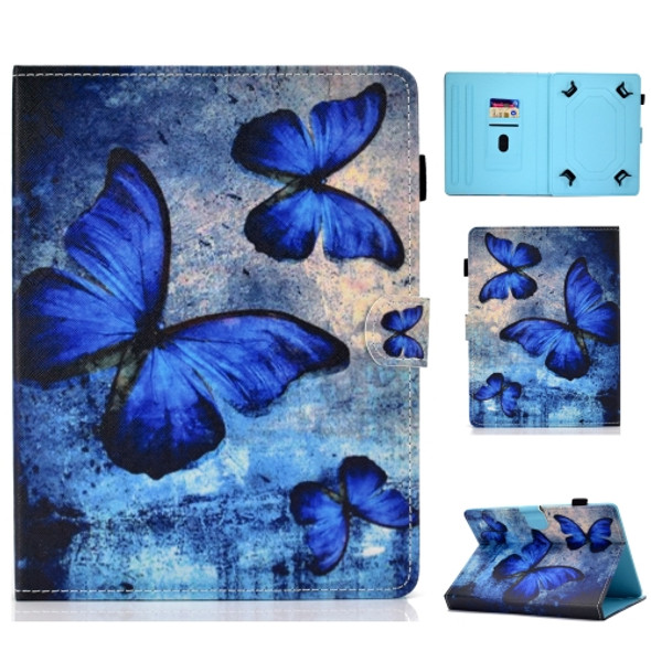 Colored Drawing Stitching Universal Horizontal Flip Leather Case, with Holder & Card Slots for 10 inch Tablet PC(Butterfly)