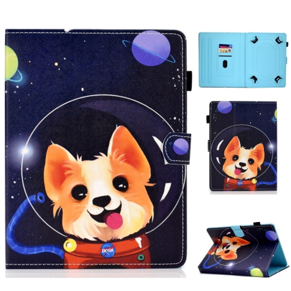 Colored Drawing Stitching Universal Horizontal Flip Leather Case, with Holder & Card Slots for 10 inch Tablet PC(Dog)