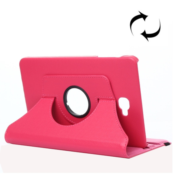 For Galaxy Tab A 10.1 / T580 Litchi Texture 360 Degree Rotating Horizontal Flip Leather Case with Holder(Magenta)