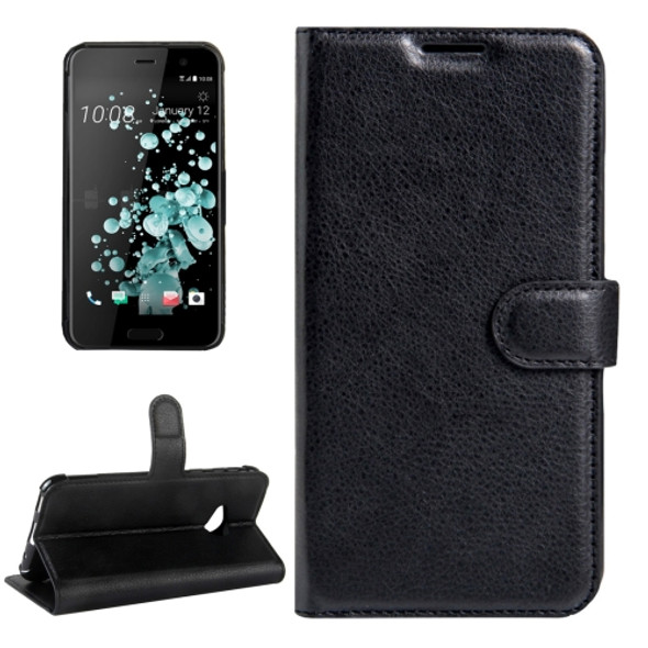 For HTC U Play Litchi Texture Horizontal Flip Leather Case with Magnetic Buckle & Holder & Card Slots & Wallet (Black)
