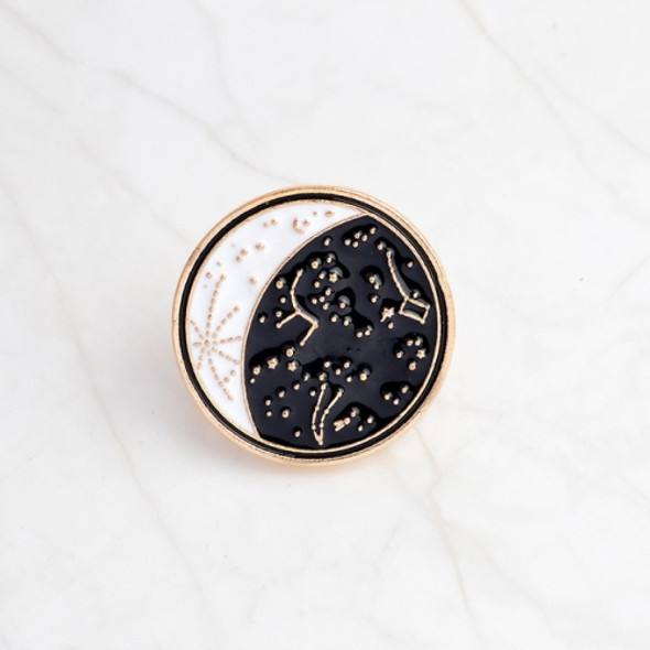 2 PCS Cartoon Constellation Moon Bottle Brooch White Black Enamel Pins Button Coat Jacket Collar Pin Badge(moon)