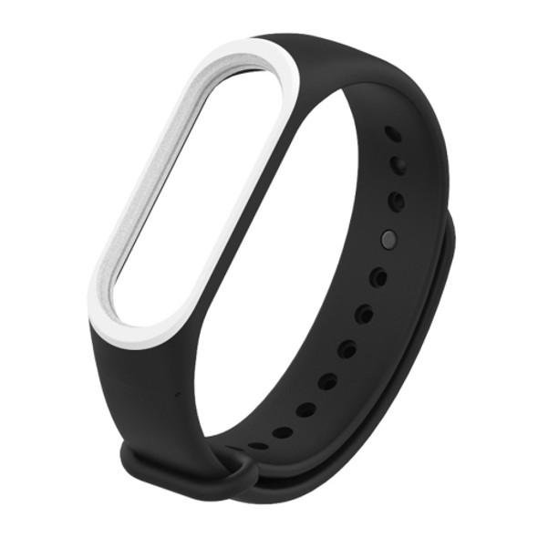 Colorful Silicone Wrist Strap Watch Band for Xiaomi Mi Band 3 & 4 (Black+White)