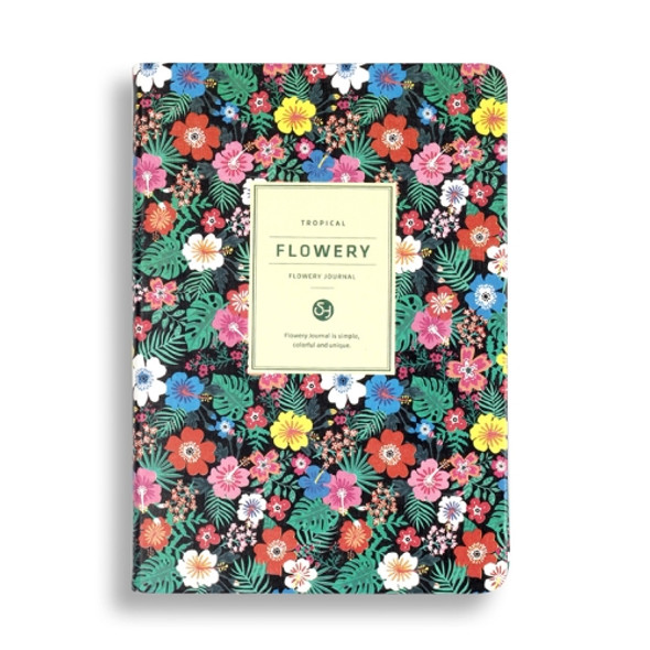 PU Leather Flower Diary Weekly Plan Cute Notepad Small Fresh Business Notebook Office Study Stationery, Size:A6(Tropical Plants)