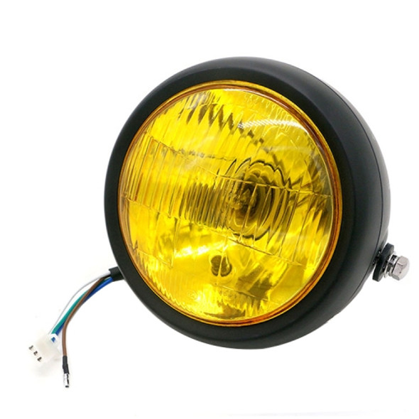 Motorcycle Black Shell Retro Lamp LED Headlight Modification Accessories for CG125 / GN125 (Yellow)