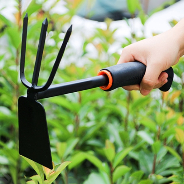 2 in 1 Cultivators Tool Gardening Planting Digging Non-slip Rubber Handle Iron Hoe Rake (Random Color Delivery)