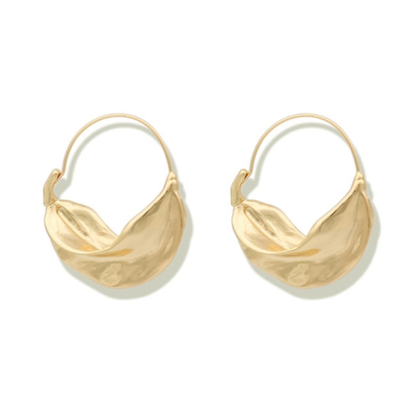 Hyperbole Irregular Leaf Metal Large Hoop Earrings for Women(Gold)