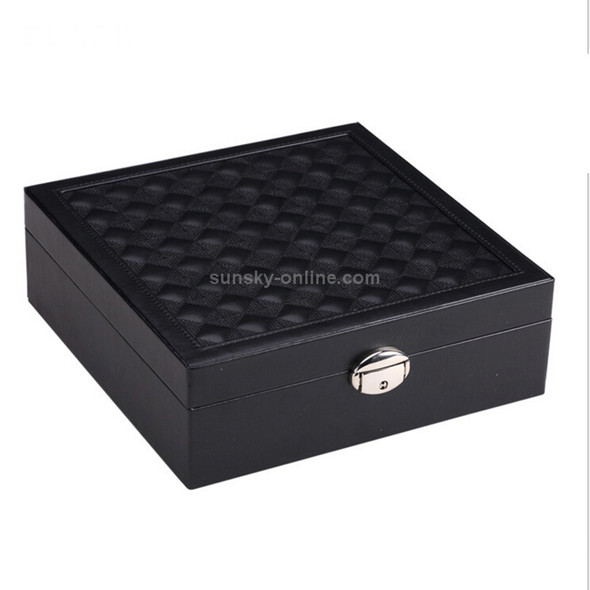 Wooden Jewelry Box Necklace Ring Storage Organizer Large Jewel Cabinet Gift Case(Black)
