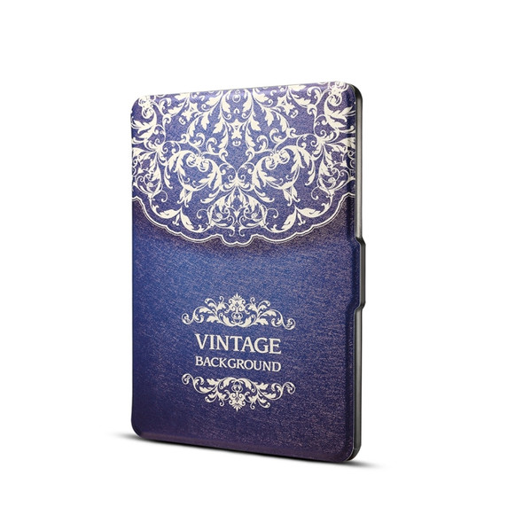 European Flower Vine Print Horizontal Flip PU Leather Protective Case for Amazon Kindle Paperwhite 1 & 2 & 3 with Sleep / Wake-up