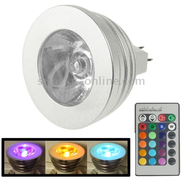 MR16 3W RGB Flash LED Light Bulb, Luminous Flux: 240-270lm, with Remote Controller