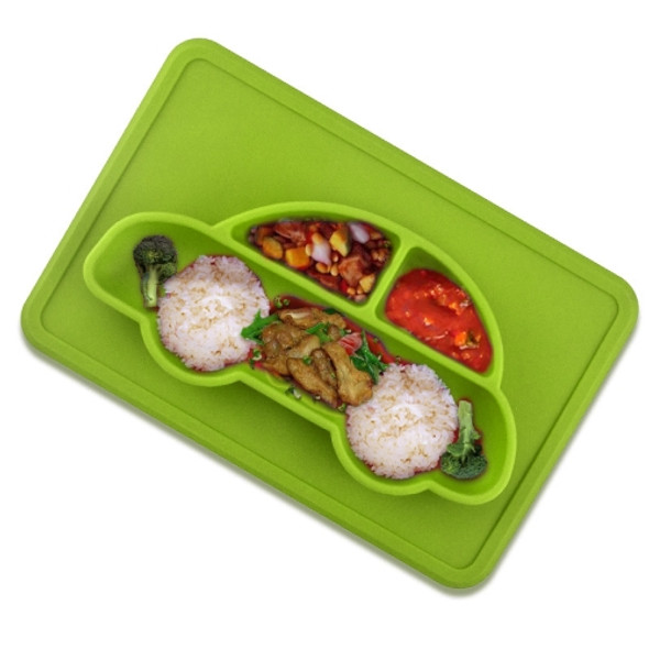 3 PCS Integrated Child Food Grade Silicone Square Car Plate(Green)