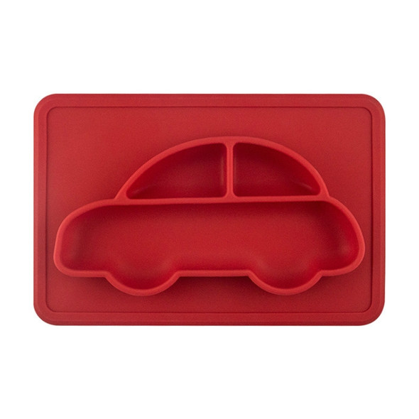 3 PCS Integrated Child Food Grade Silicone Square Car Plate(Red)