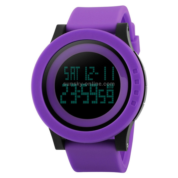 SKMEI 1142 Multifunctional Men Outdoor Sports Noctilucent Waterproof Silica Gel Digital Watch (Purple)