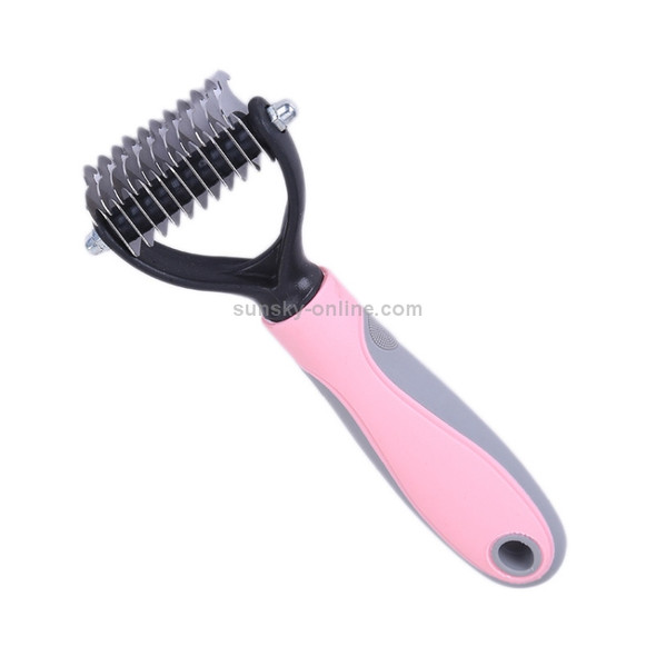 Pet Comb Beauty Cleaning Supplies Dog Stainless Steel Dog Comb, Size: 18x7cm (Pink)