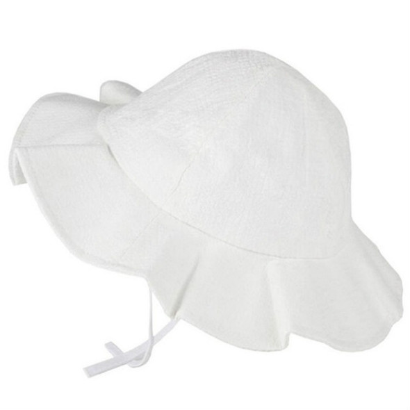 Kids Big Wave Sun Protection Sun Hat Fisherman Hat 47-50cm(White)