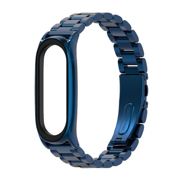 Mijobs Metal Strap for Original Xiaomi Mi Band 3 & 4 Strap Stainless Steel Bracelet Wristbands Replace Accessories(Blue)
