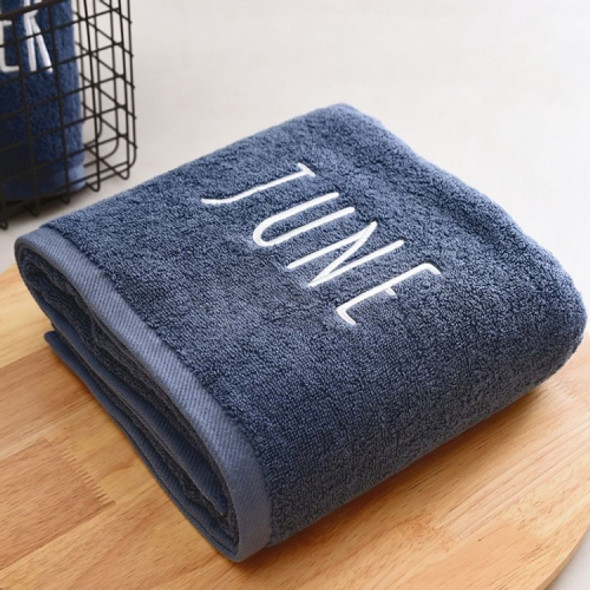 Month Embroidery Soft Absorbent Increase Thickened Adult Cotton Bath Towel, Pattern:June(Gray)