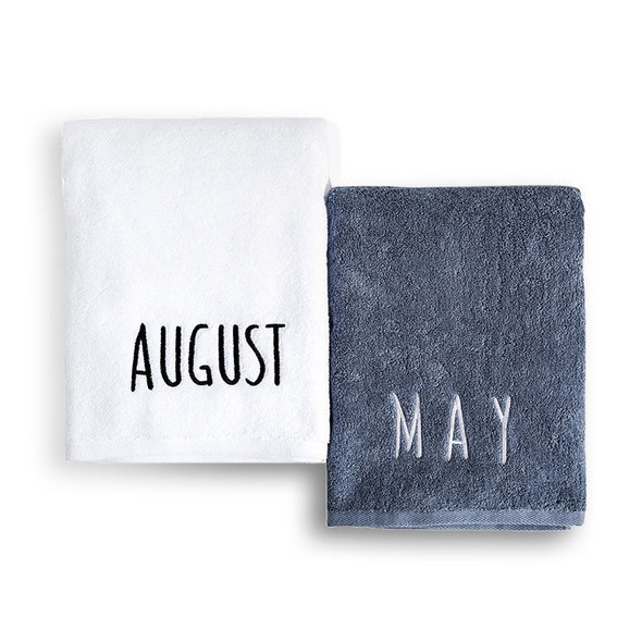 Month Embroidery Soft Absorbent Increase Thickened Adult Cotton Bath Towel, Pattern:June(Gray)