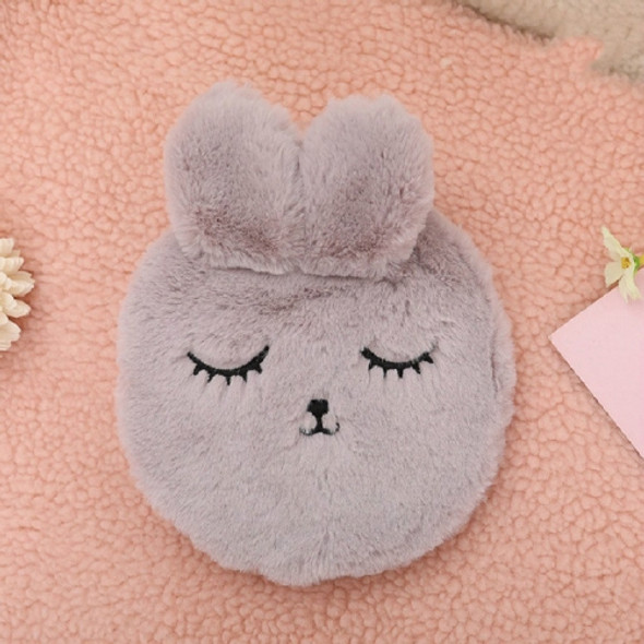 300ml Cartoon Irrigation Hand Warmer Rabbit Expression-proof Mini Water Bag Injection Hot Water Bottle Bag(Red Wine)