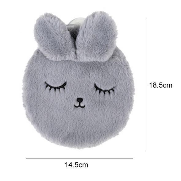 300ml Cartoon Irrigation Hand Warmer Rabbit Expression-proof Mini Water Bag Injection Hot Water Bottle Bag(Dark Gray)