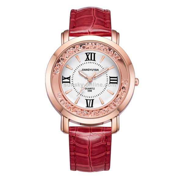 1745 JIAYUYAN Fashion Women Quartz Wrist Watch with PU Leather Band and Alloy Watch Case(Red)