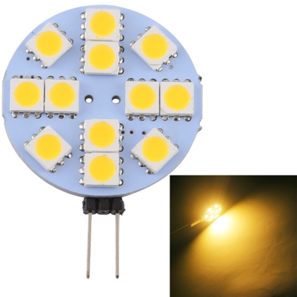 G4 12 LEDs SMD 5050 144LM 2800-3200K Stepless Dimming Energy Saving Light Pin Base Lamp Bulb, DC 12V(Warm White)