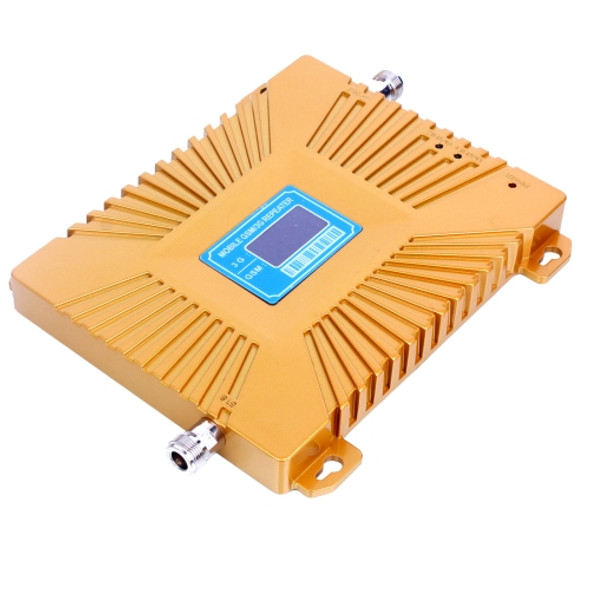 GSM900 / WCDMA2100 Mini Mobile Phone LCD Signal Repeater with Logarithm Periodic Antenna(Gold)