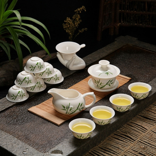Ceramics Kung Fu Teaware Teapot Teacup Set(Emerald New Bamboo)