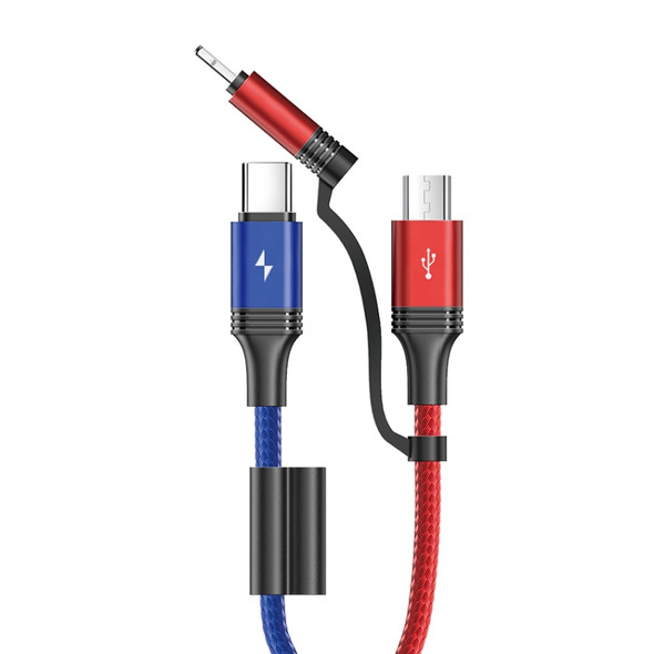 JOYROOM S-M376 Family Series 2 In 1 3.5A USB-C / Type-C & Micro to 8 Pin Braided Data Cable, Length: 1.314m