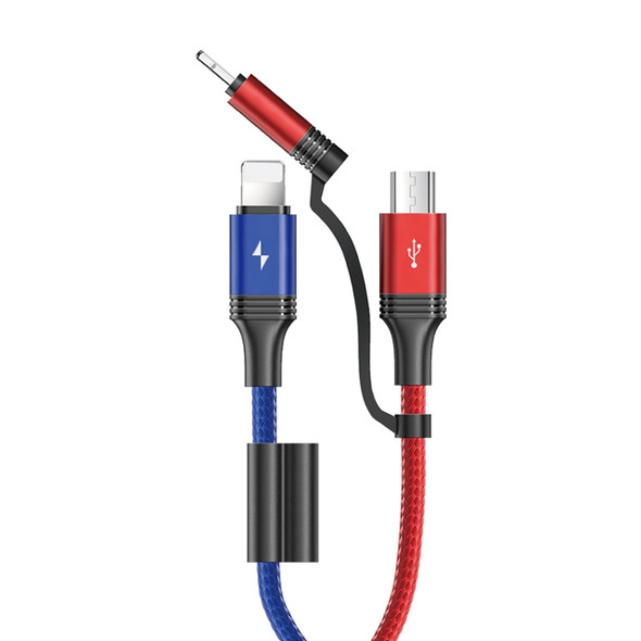 JOYROOM S-M376 Family Series 2 In 1 3.5A 8 Pin & Micro to 8 Pin Braided Data Cable, Length: 1.314m