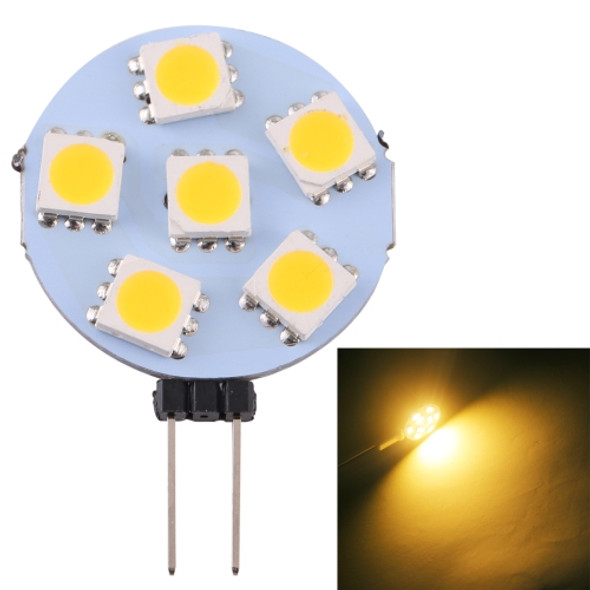 G4 6 LEDs SMD 5050 72LM 2800-3200K Stepless Dimming Energy Saving Light Pin Base Lamp Bulb, DC 12V(Warm White)