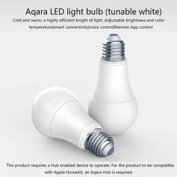 Original Xiaomi Aqara 9W E27 2700K-6500K 806LM LED Light Bulb, HomeKit APP Control