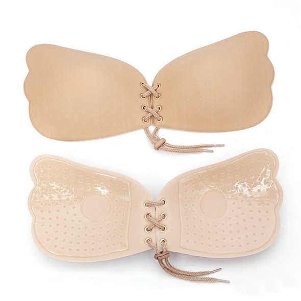 3 PCS Pull Rope Wing Invisible Underwear Without Steel Ring Pull Rope Silicone Invisible Nubra, Cup Size:B(Skin Color)