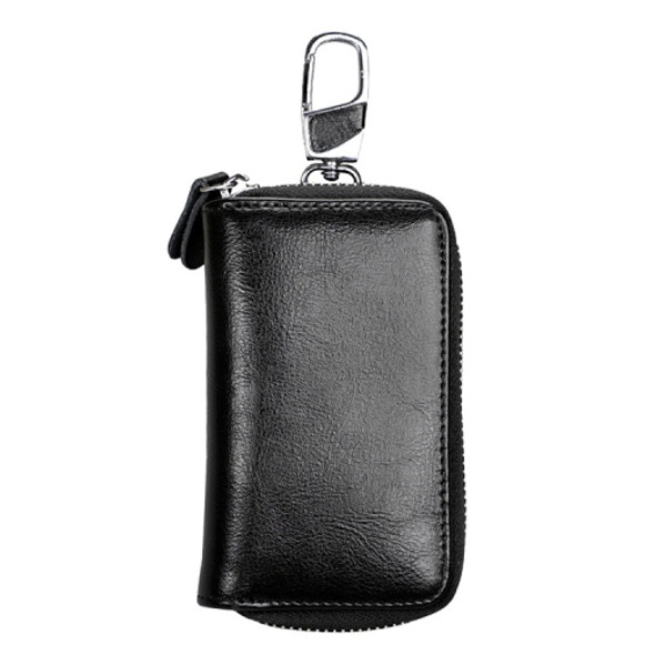 9101 Multi-function Waist Hanging Oil Wax Leather Zipper Wallet Keys Holder Bag(Black)