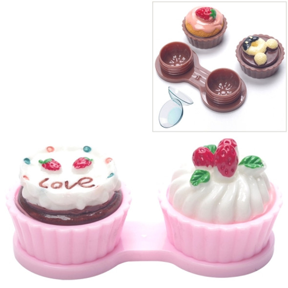 Cartoon Cute Cream Cake Glasses Double Box Contact Lenses Couple Box(Pink)