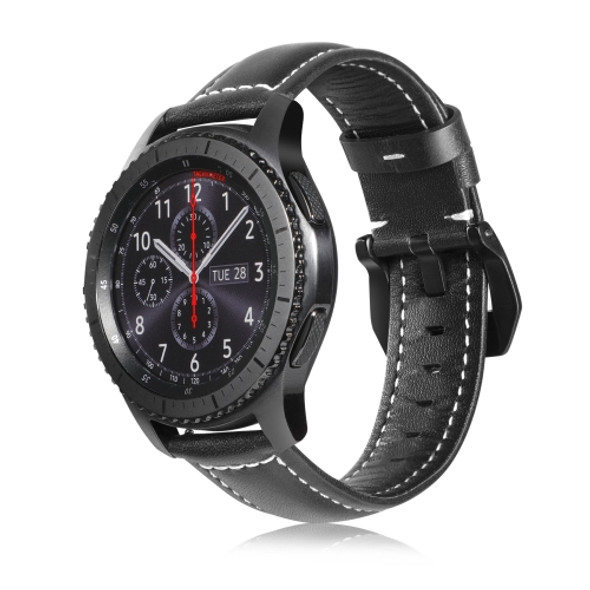 For Samsung Galaxy Watch Active 22mm Tree Leather Sports Strap(Black)