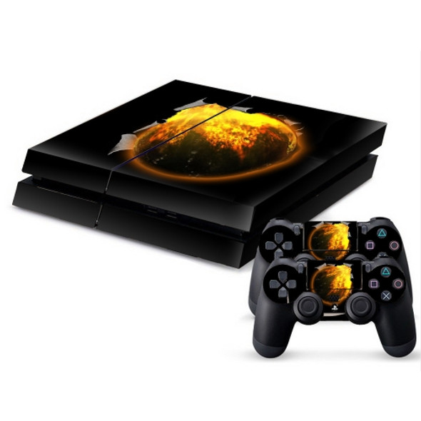 3D Fireball Pattern Protective Skin Sticker Cover Skin Sticker for PS4 Game Console