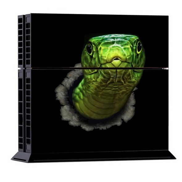 3D Green Snake Pattern Protective Skin Sticker Cover Skin Sticker for PS4 Game Console