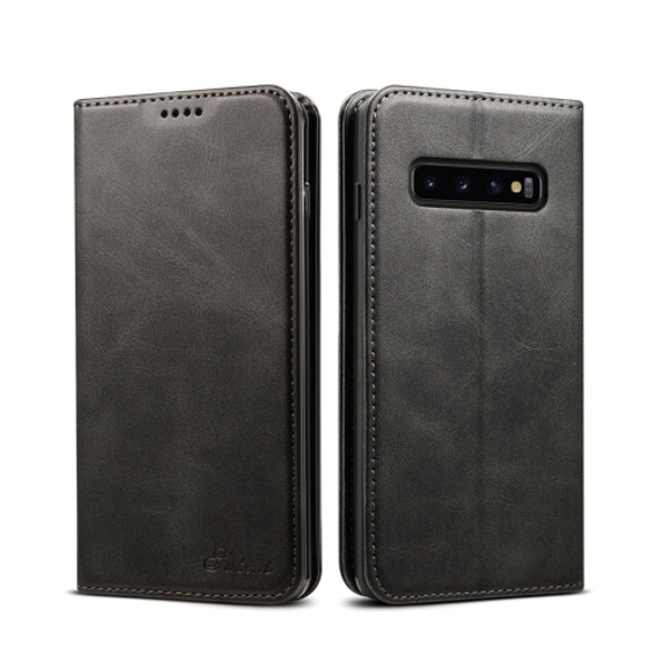 Suteni Calf Texture Horizontal Flip Leather Case for Galaxy S10, with Holder & Card Slots & Wallet (Black)