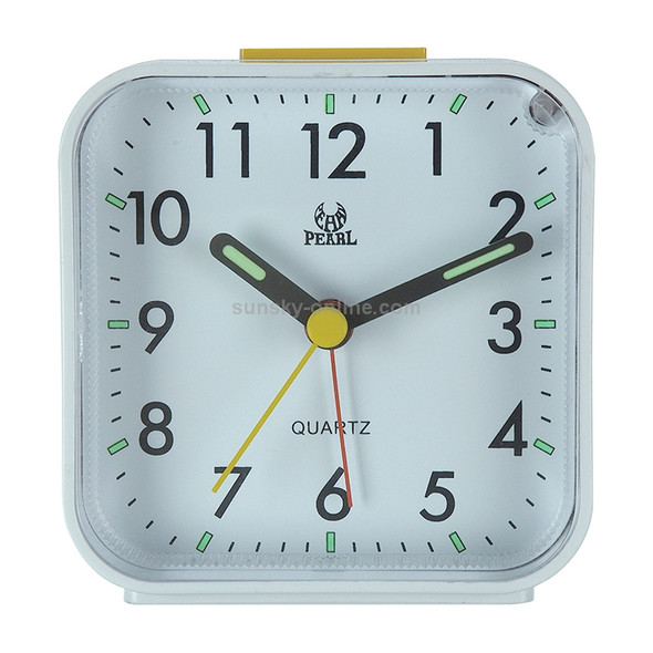 Square Mute Alarm Clock Mini Bedside Office Electronic Clock(White)