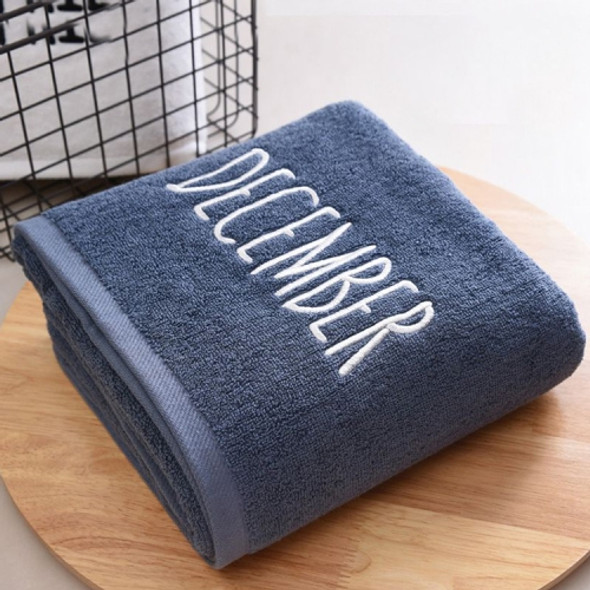Month Embroidery Soft Absorbent Increase Thickened Adult Cotton Bath Towel, Pattern:December(Gray)