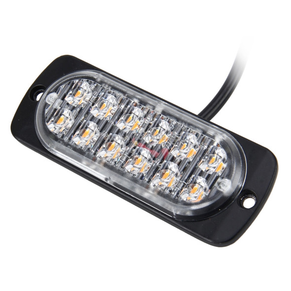 DC 12V-24V 6W 12LEDs SMD-2835 Lamps 17 Flash Patterns 3 Lines Car Flash Lamp Waterproof Car Truck Emergency Strobe Flash Warning Light, Cable Length: 90cm(Amber)