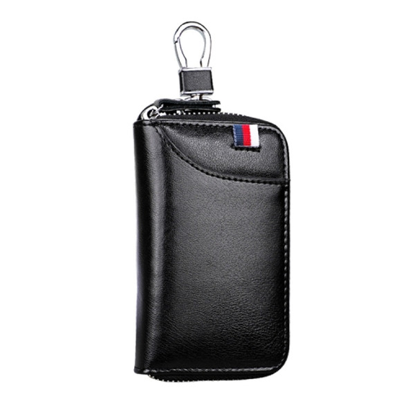 9102 Multi-function Waist Hanging Leather Zipper Wallet Keys Holder Bag (Black)